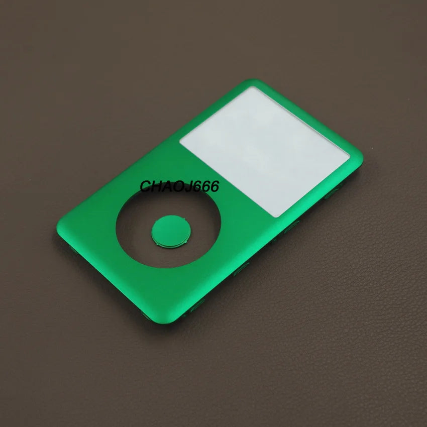 Faceplate vert et blanc pour kit de réparation d'iPod Classic, vue de dessus.