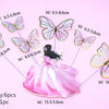 Pink butterfly cake toppers featuring various sizes and colors for parties and baking