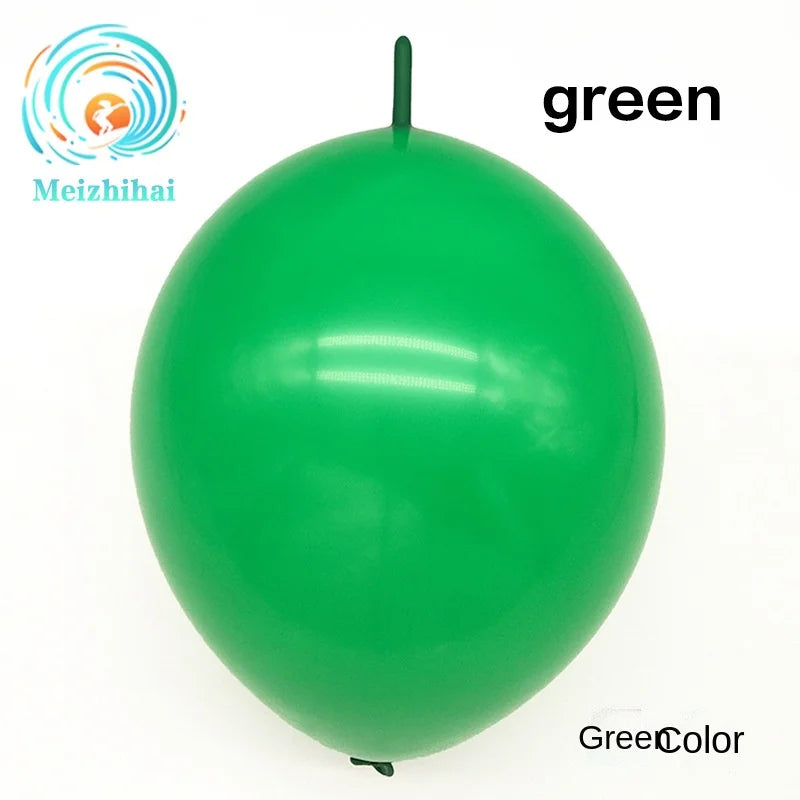 A single bright green latex balloon is shown against a white background.