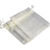 A clear plastic drawstring gift pouch made of sheer organza fabric.