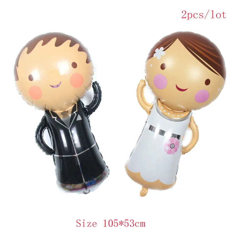 Two inflatable bear and heart bubble balloons for baby shower or birthday parties