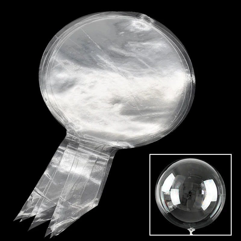 A clear plastic balloon package showing a single inflated balloon inside.