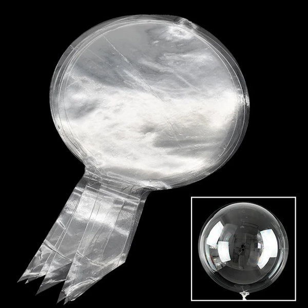 A clear plastic balloon package showing a single inflated balloon inside.
