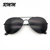 Black classic pilot sunglasses with mirror lenses shown against a white background.
