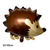 A brown and gold woodland animal foil balloon decoration set shaped like a fox head.