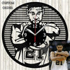 Black wall clock featuring a stylized deer head design with Roman numerals and a basketball player silhouette.