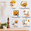 Instructions show how to clip, adjust, and paste a diamond painting into a frame for display on a wall.