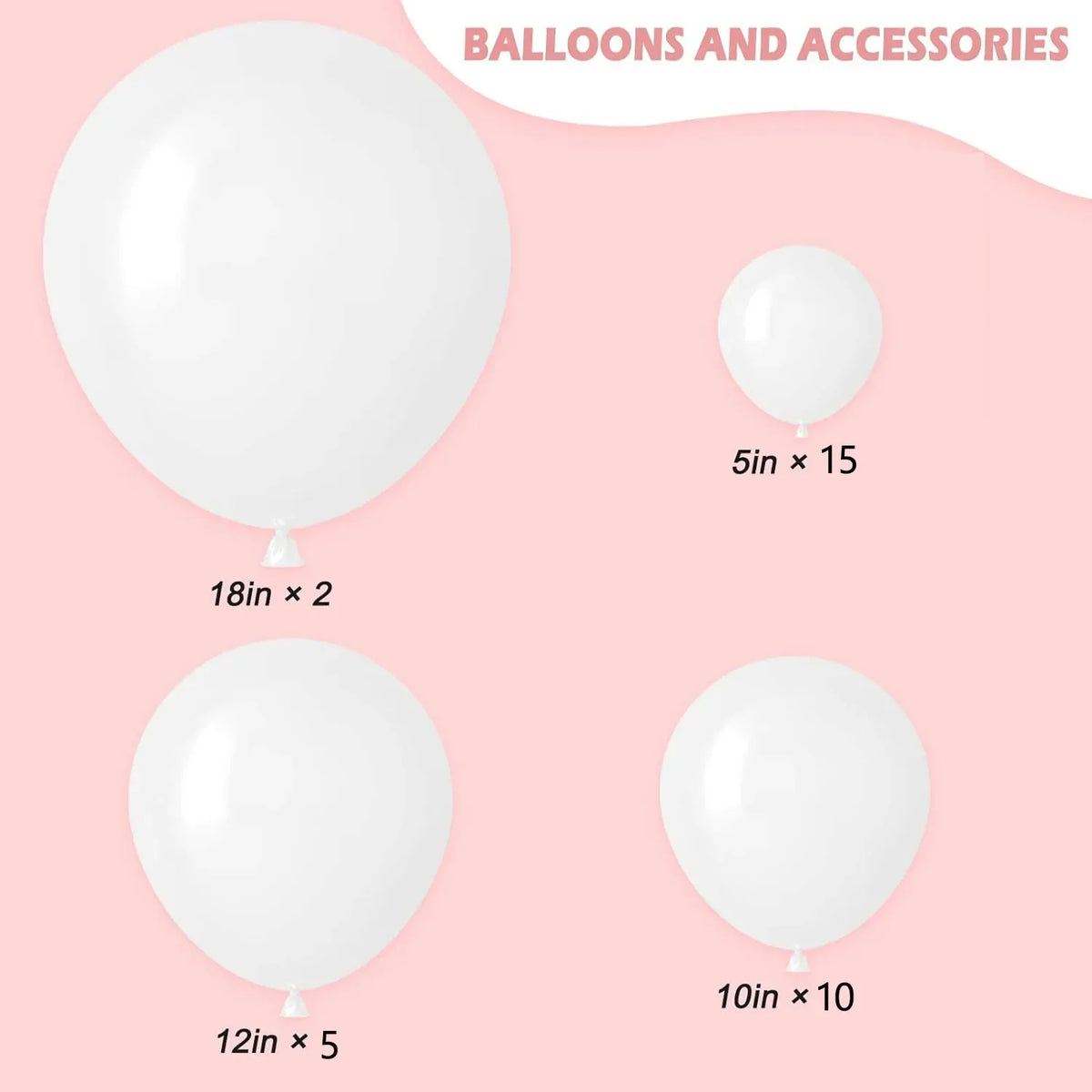Matte White Balloon Variety Pack for Parties and Events