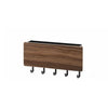 A brown bamboo wall-mounted key rack with six hooks.