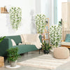 Artificial morning glory hanging vines in white bloom decorating a living room