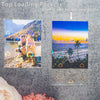 A transparent holographic card sleeve is shown next to a photo, illustrating easy insert or removal.