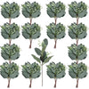 A set of artificial eucalyptus stems with silvery-green leaves and small white flowers.