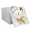 A stack of marble peel-and-stick tile stickers featuring white marble with gold accents.