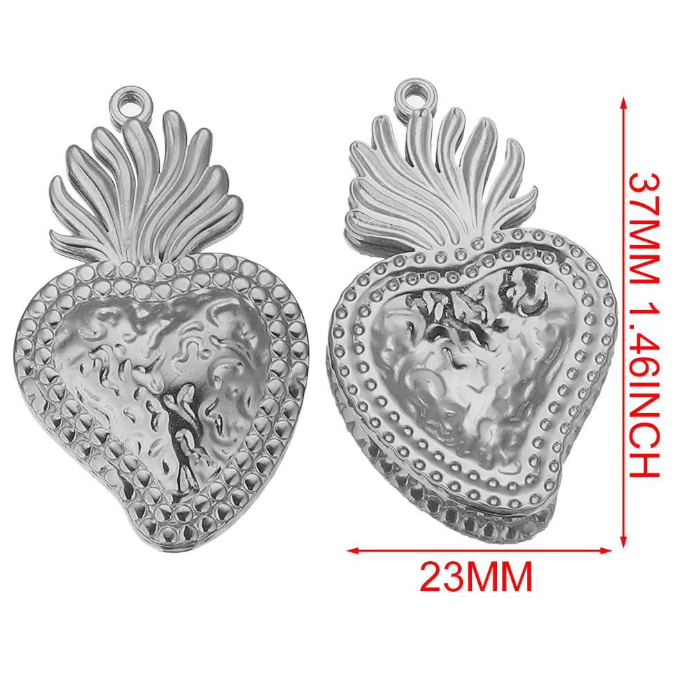 Gold Sacred Heart Charms for Jewelry Making