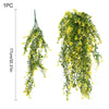 A long, cascading vine of yellow silk morning glory flowers used for home decor.