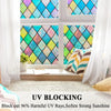 Rainbow stained glass window film blocking harmful UV rays and softening strong sunshine