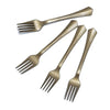 A set of gold polka dot disposable party silverware including a fork and a knife.