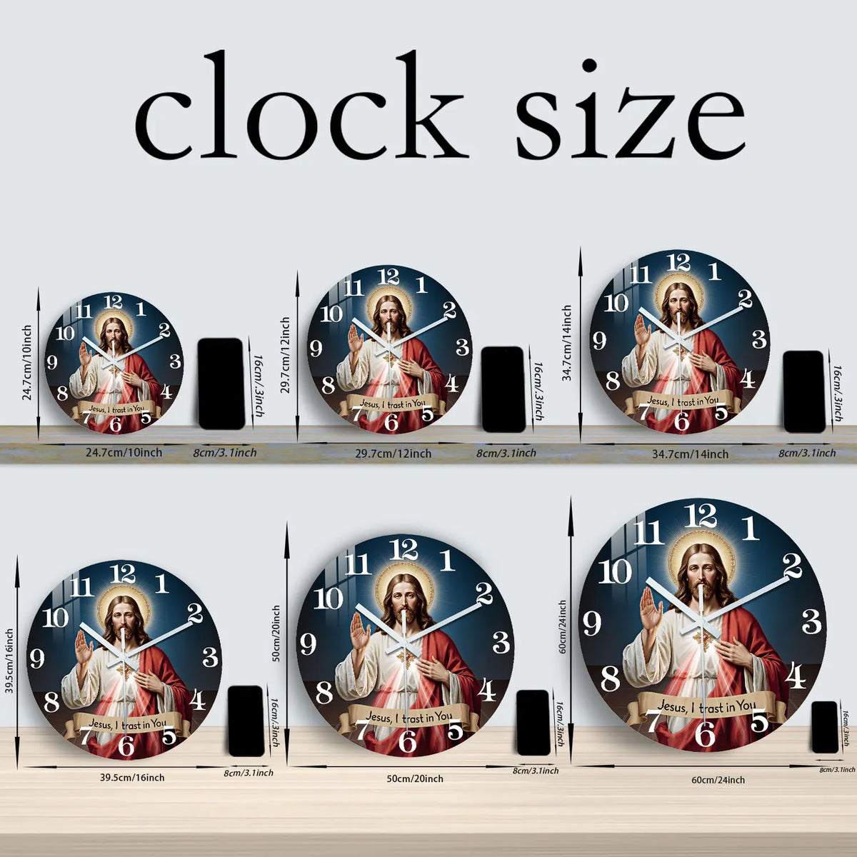 Sacred Heart Wooden Wall Clock with Silent Quartz Movement