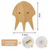 A wooden animal hook with a pointed shape shown next to two installation methods.