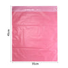 A pink plastic self-adhesive shipping pouch measuring 45cm by 35cm.