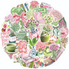 Collection colorée de autocollants vintage avec des motifs floraux, alimentaires et de la nature.
