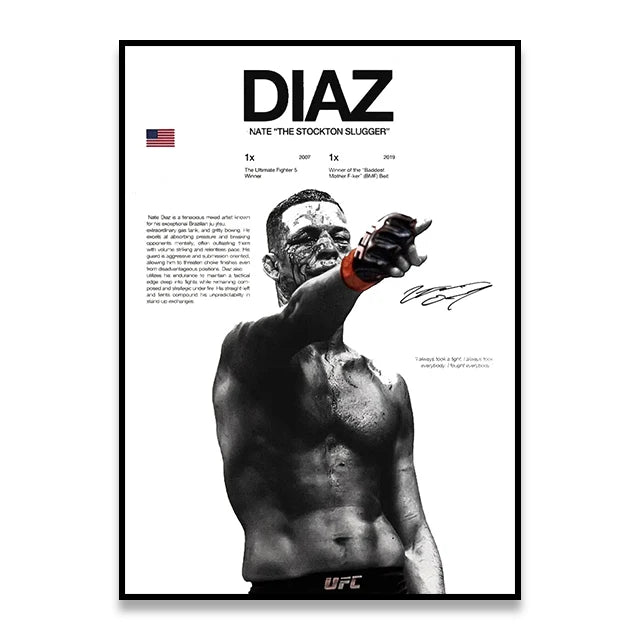 Black and white canvas wall art print featuring a muscular boxer with a determined expression.