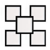 Four square magnetic diamond painting frames arranged in a plus shape.