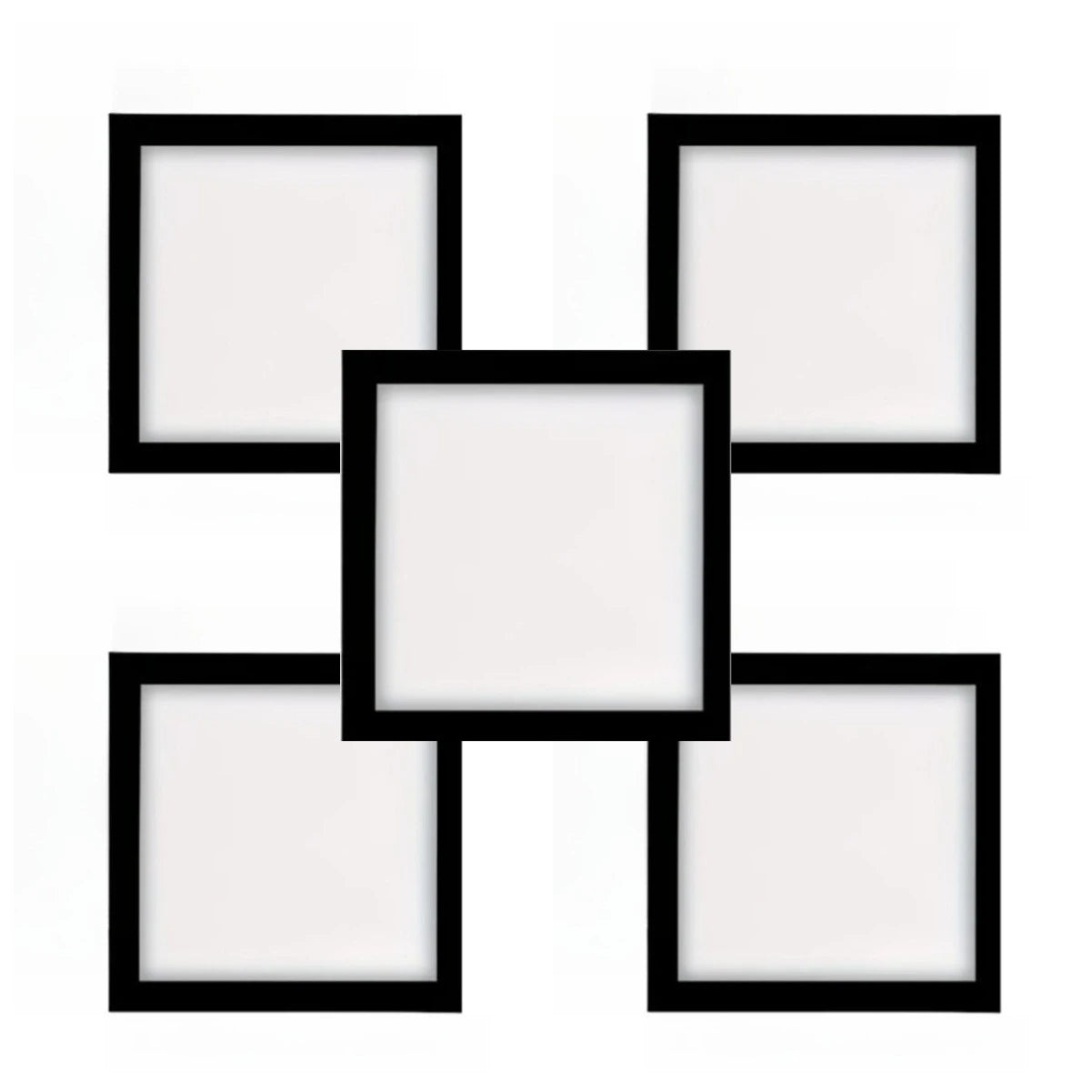 Four square magnetic diamond painting frames arranged in a plus shape.