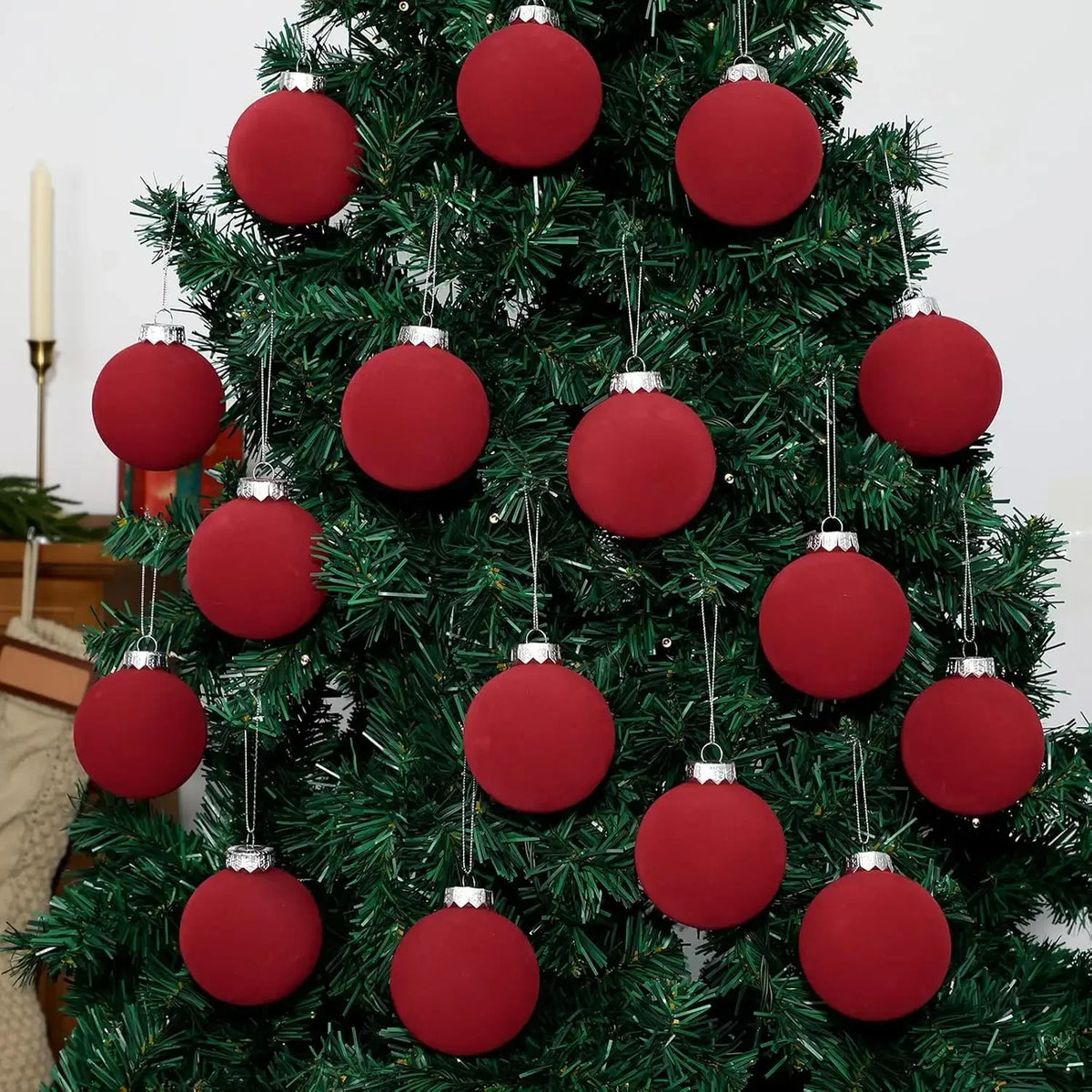 Velvet Christmas Ornaments with Flocked Finish
