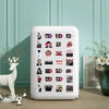 A white LED light box displaying a collection of 51 BT21 graffiti waterproof stickers on a light green wall.