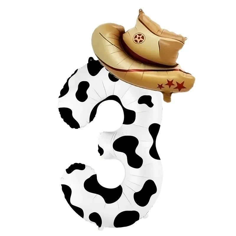 40-Inch Cowboy Cow Number Foil Balloon Set