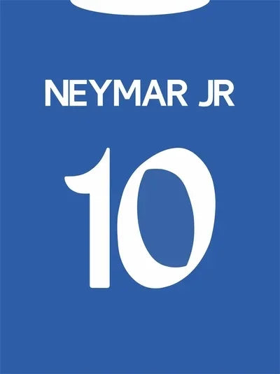 Wall art featuring the name Neymar Jr and the number 10 in white text on a blue background.