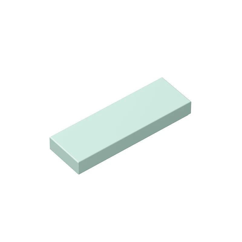 A rectangular, light mint green building brick tile.