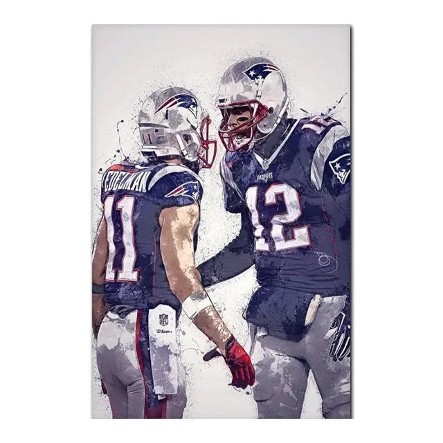 Abstract Football Player Canvas Wall Art