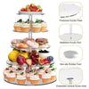 Klares Acryl-Cupcake-Display mit verschiedenen verzierten Cupcakes und Toppings.