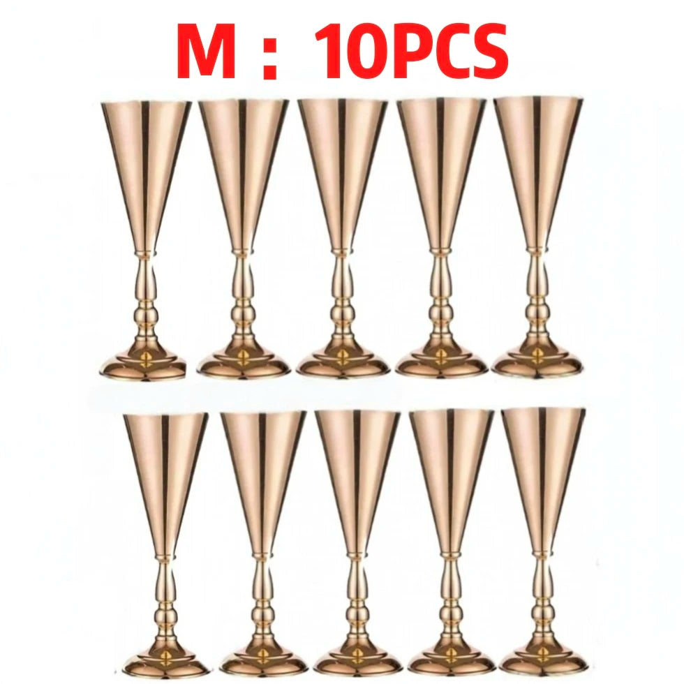Gold Trumpet Vase Metal Flower Holder for Weddings & Home Decor
