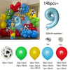A colorful latex balloon garland kit featuring balloons in various colors and sizes, including a large number balloon.