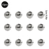 A set of twelve silver disco mirror balls displayed in a grid format.
