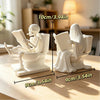 White statue of a skeleton and a ghost reading on a toilet with various size options.