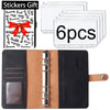 A set of six stickers with a red bow on an A6 PU leather budget planner binder.