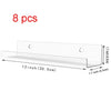 Eight clear acrylic floating record shelves, measuring 12 inches long and 1.7 inches deep.