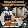 A vintage harvest pumpkin maple leaf doormat is shown in an indoor Halloween decoration context.