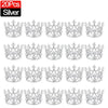 A set of 20 silver crown cake topper decorations.