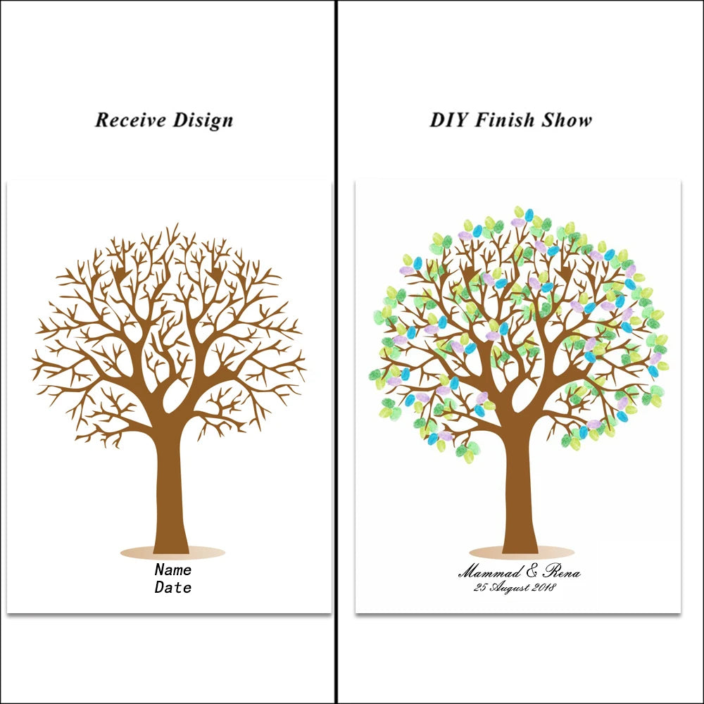 Deux options de design pour un tirage de toile personnalisable, livre d'or empreintes digitales : Recevez le design et finiti