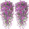 Deux arrangements verticaux de vignes de glycine en rotin artificiel violet et vert pour la décoration intérieure