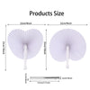 White heart-shaped paper folding fans shown with various sizes and dimensions.