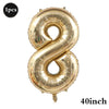 A gold foil number balloon shaped like the number 8, measuring 40 inches.