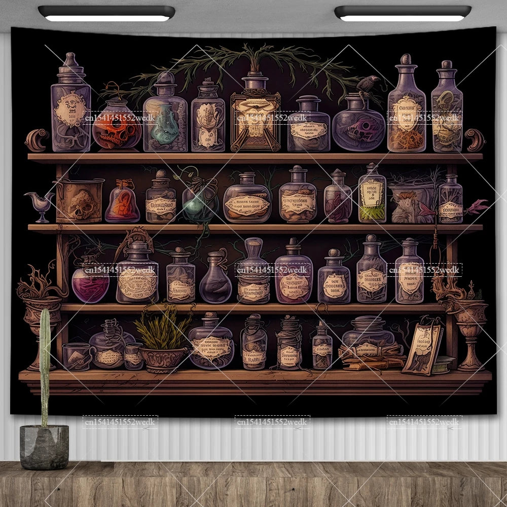 Enchanted Library Staircase Tapestry Wall Hanging