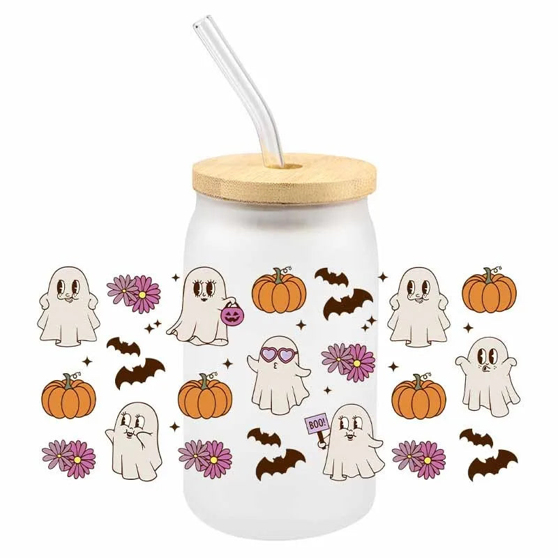 Halloween Spooky UV DTF Cup Wraps – 3D Cartoon Stickers