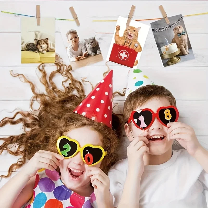 Two children are holding wooden mini clothespins for crafts and photo displays against a white background.